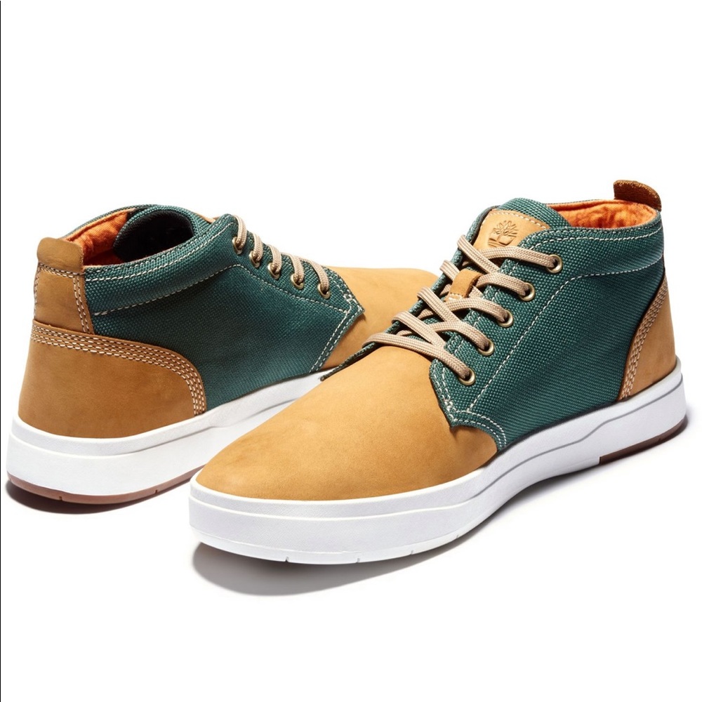 TIMBERLAND MEN'S DAVIS SQUARE CHUKKA WHEAT/GREEN - Picture 5 of 6